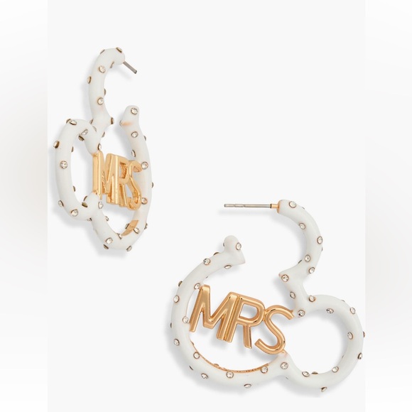 Disney BaubleBar Disney Mickey Mouse 'MRS' Wedding Hoop Earrings - Picture 2 of 3